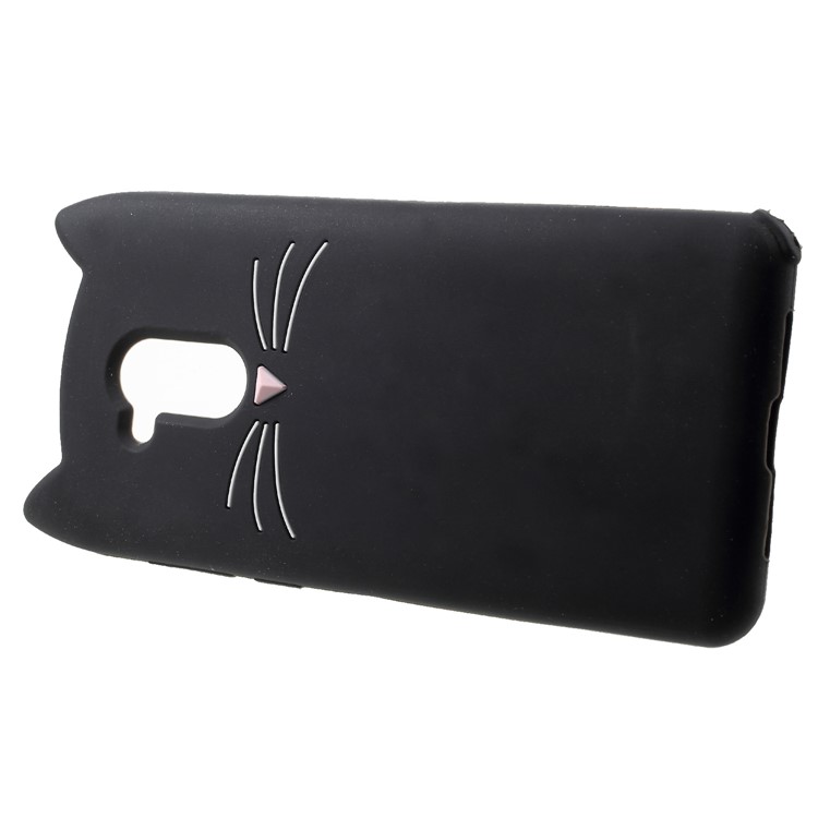 3D Mustache Cat Silicone Cell Phone Case for Huawei Enjoy 6s / Honor 6C - Black-3