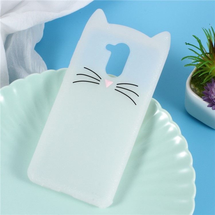 3D Mustache Cat Silicone Mobile Phone Cover Shell for Huawei Enjoy 6s / Honor 6C - White-1