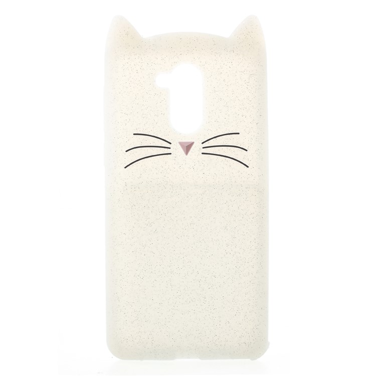3D Mustache Cat Silicone Mobile Phone Cover Shell for Huawei Enjoy 6s / Honor 6C - White-2