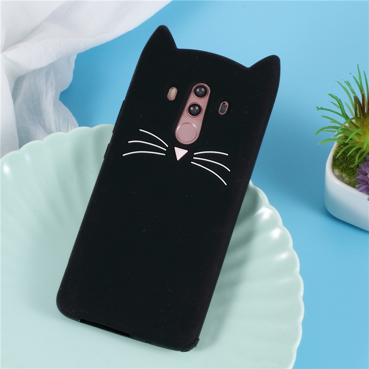3D Moustache Cat Silicone Case for Huawei Mate 10 Pro - Black-1