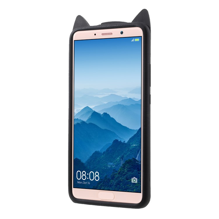 3D Moustache Cat Silicone Case for Huawei Mate 10 Pro - Black-3