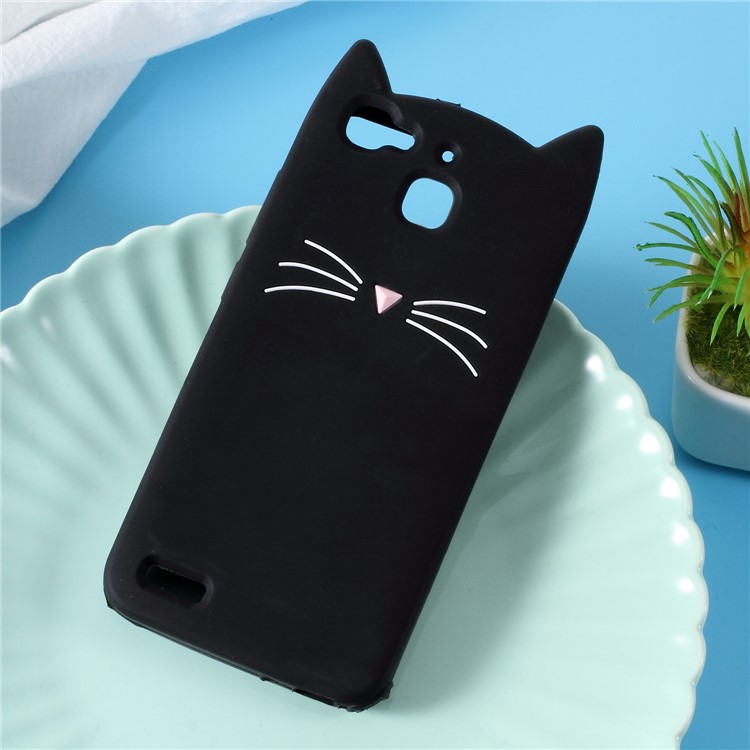 3D Moustache Cat Silicone Cover for Huawei Enjoy 5s / GR3 - Black-1