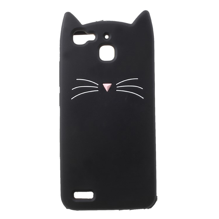 3D Moustache Cat Silicone Cover for Huawei Enjoy 5s / GR3 - Black-2