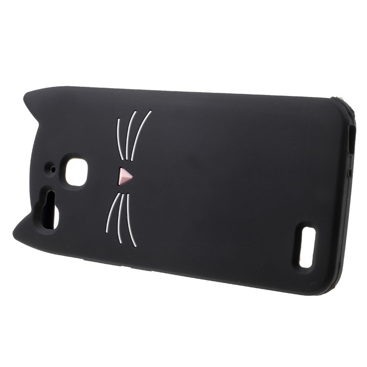 3D Moustache Cat Silicone Cover for Huawei Enjoy 5s / GR3 - Black-3