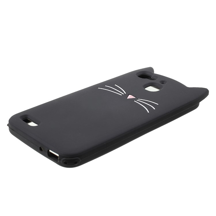 3D Moustache Cat Silicone Cover for Huawei Enjoy 5s / GR3 - Black-4