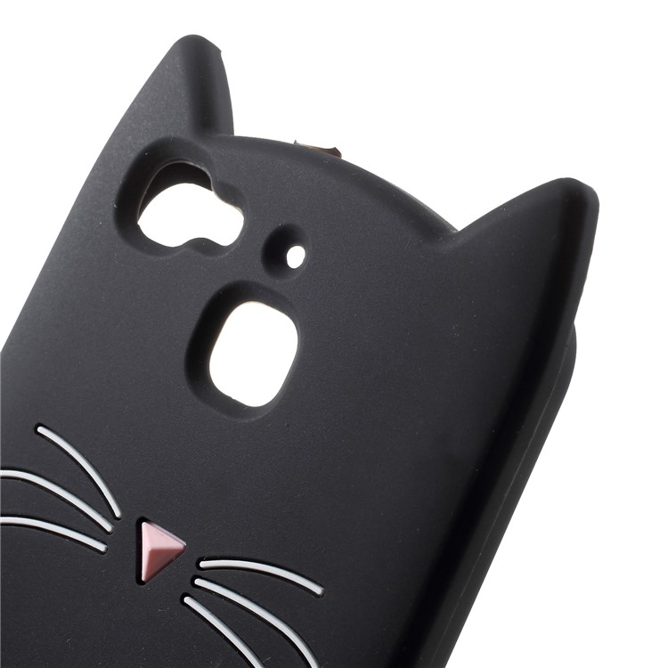 3D Moustache Cat Silicone Cover for Huawei Enjoy 5s / GR3 - Black-5