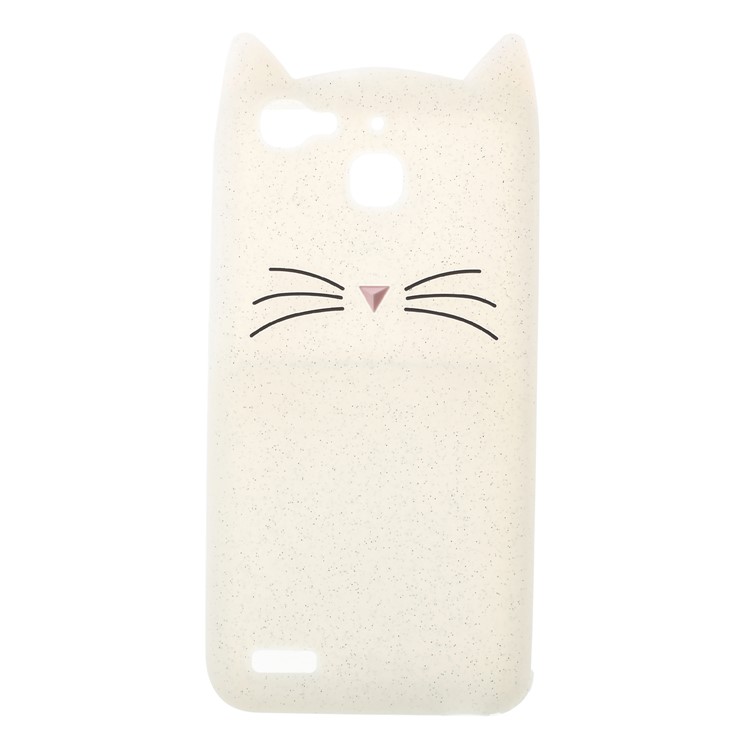3D Moustache Cat Silicone Case for Huawei Enjoy 5s / GR3 - White-2