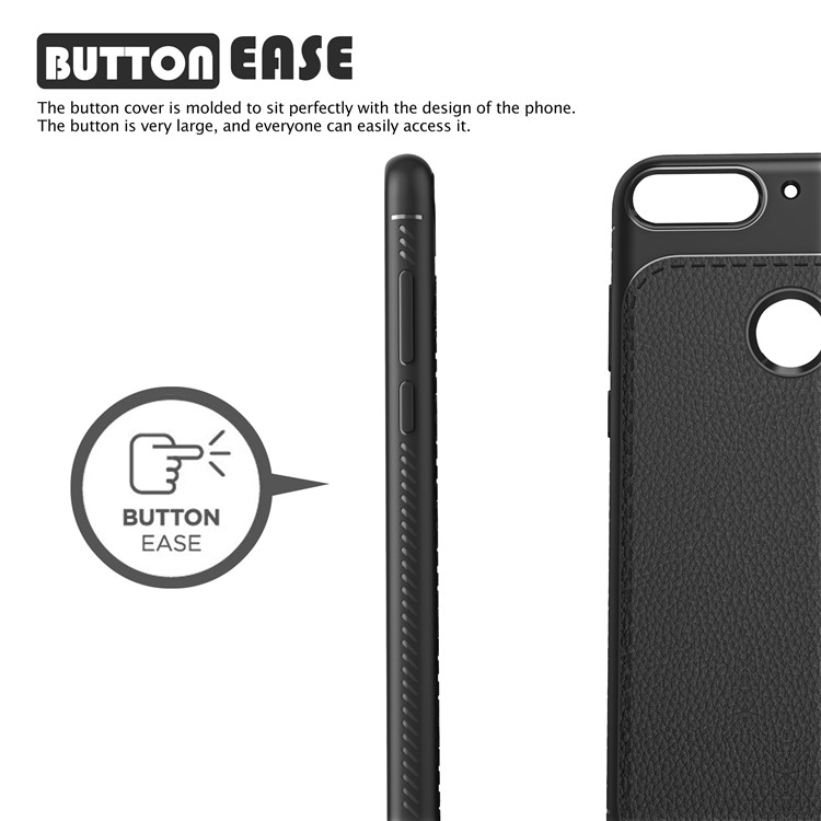 IVSO Gentry Series Litchi Texture Leather Coated Soft TPU Phone Cover for Huawei Y7 Prime (2018) / Honor 7C / Enjoy 8 - Black-2