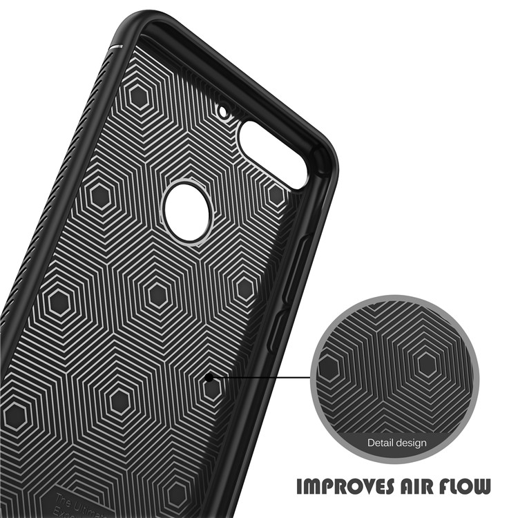 IVSO Gentry Series Litchi Texture Leather Coated Soft TPU Phone Cover for Huawei Y7 Prime (2018) / Honor 7C / Enjoy 8 - Black-5
