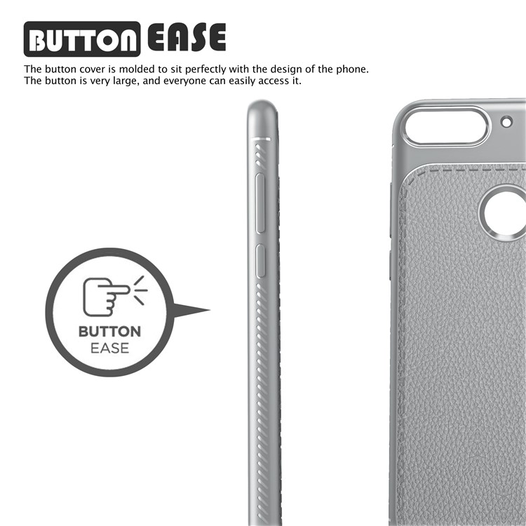 IVSO Gentry Series Litchi Texture Leather Coated Soft TPU Lightweight Case for Huawei Y7 Prime (2018) / Honor 7C / Enjoy 8 - Grey-2