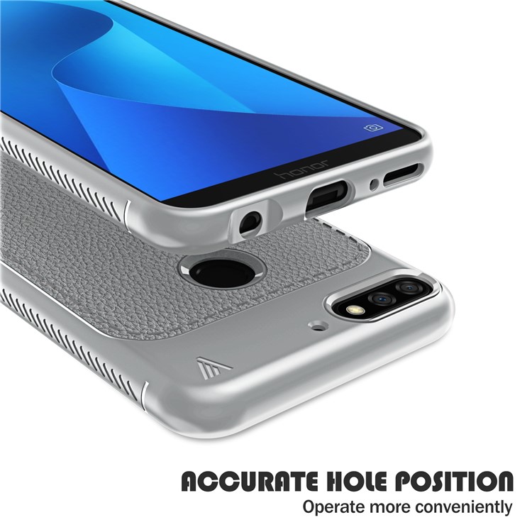 IVSO Gentry Series Litchi Texture Leather Coated Soft TPU Lightweight Case for Huawei Y7 Prime (2018) / Honor 7C / Enjoy 8 - Grey-4