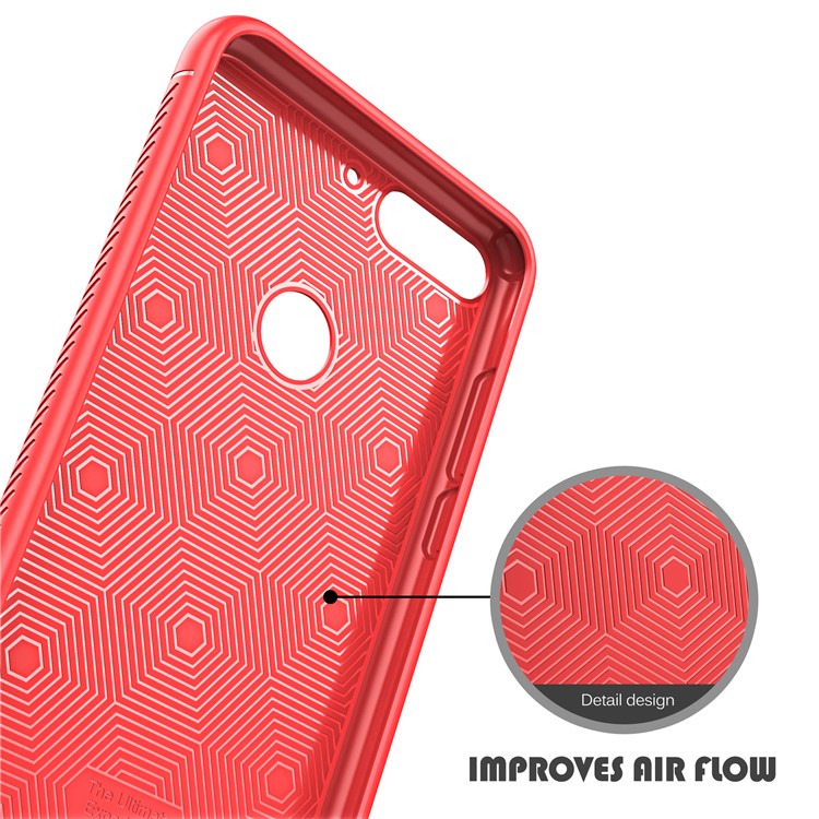 IVSO Gentry Series for Huawei Y7 Prime (2018) / Honor 7C / Enjoy 8 Litchi Grain Leather Coated Soft TPU Phone Cover Shell - Red-5