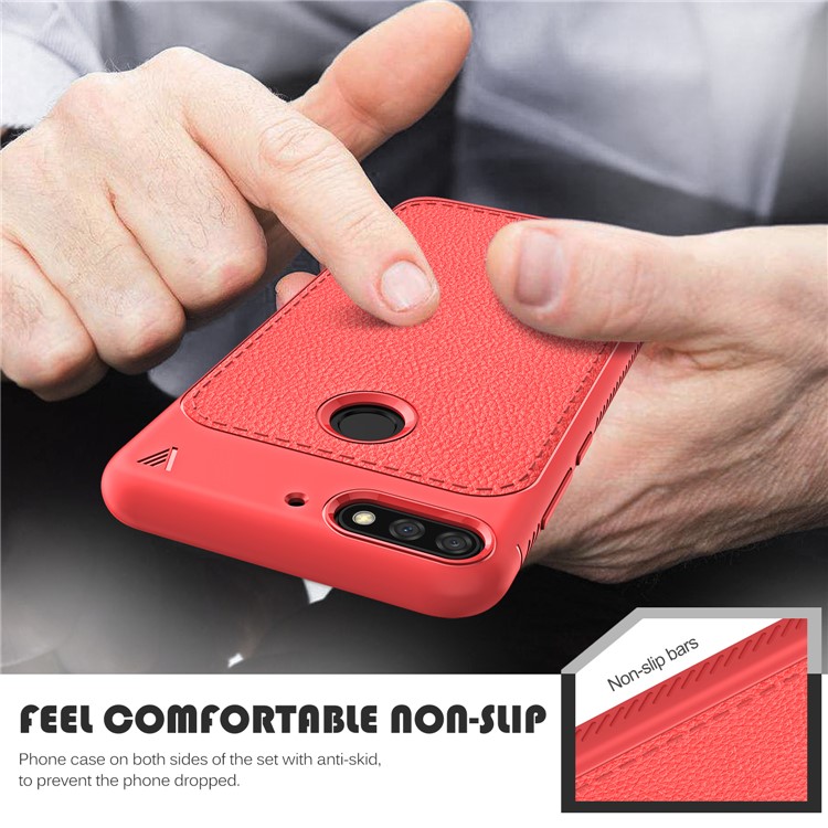 IVSO Gentry Series for Huawei Y7 Prime (2018) / Honor 7C / Enjoy 8 Litchi Grain Leather Coated Soft TPU Phone Cover Shell - Red-6