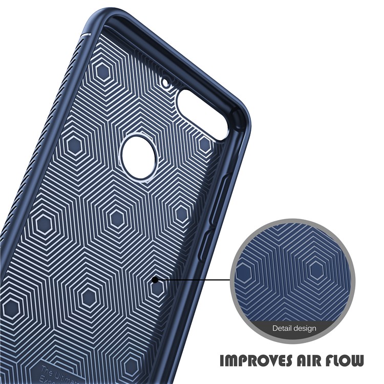 IVSO Gentry Series Litchi Texture Leather Coated Soft TPU Mobile Case for Huawei Y7 Prime (2018) / Honor 7C / Enjoy 8 - Dark Blue-5