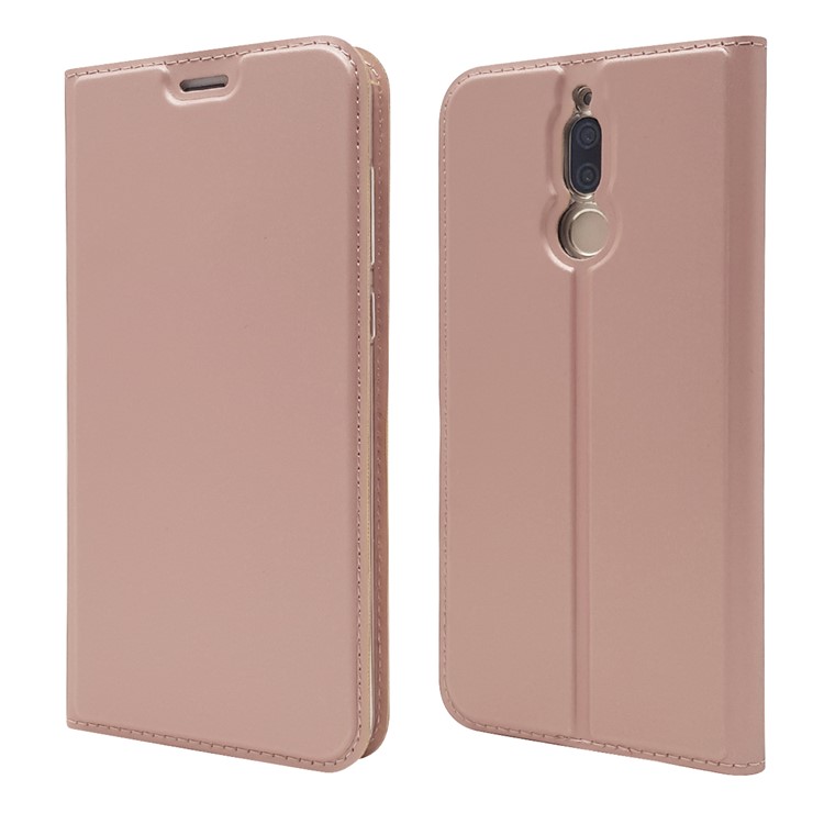 Cubierta de Teléfono Del Soporte Para la Tarjeta de Cuero de Soporte Automático Para Huawei Mate 10 Lite/nova 2i/Maimang 6/Honor 9i (India) - Oro Rosa