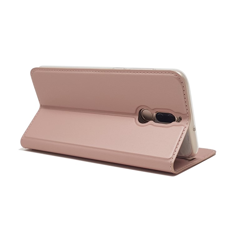Auto-absorbed Stand Leather Card Holder Phone Cover for Huawei Mate 10 Lite/nova 2i/Maimang 6/Honor 9i (India) - Rose Gold-7