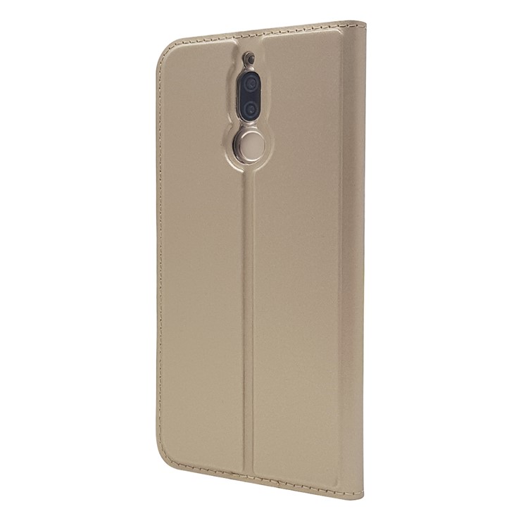 Auto-absorbed Stand Leather Card Holder Mobile Casing for Huawei Mate 10 Lite/nova 2i/Maimang 6/Honor 9i (India) - Gold-11