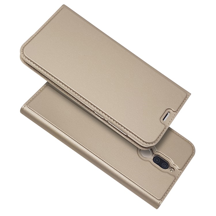 Auto-absorbed Stand Leather Card Holder Mobile Casing for Huawei Mate 10 Lite/nova 2i/Maimang 6/Honor 9i (India) - Gold-2
