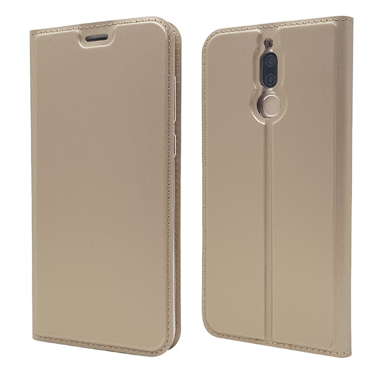 Auto-absorbed Stand Leather Card Holder Mobile Casing for Huawei Mate 10 Lite/nova 2i/Maimang 6/Honor 9i (India) - Gold-3