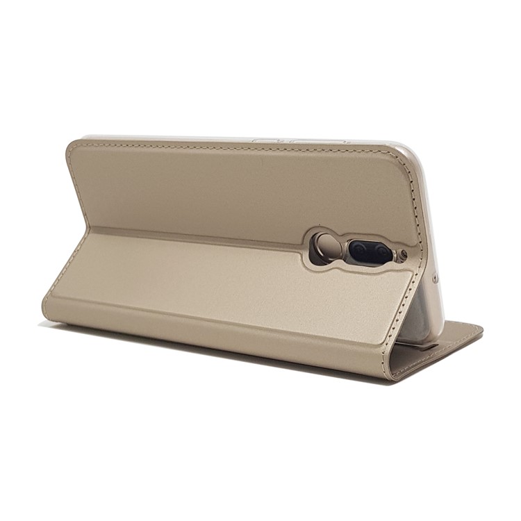 Auto-absorbed Stand Leather Card Holder Mobile Casing for Huawei Mate 10 Lite/nova 2i/Maimang 6/Honor 9i (India) - Gold-8