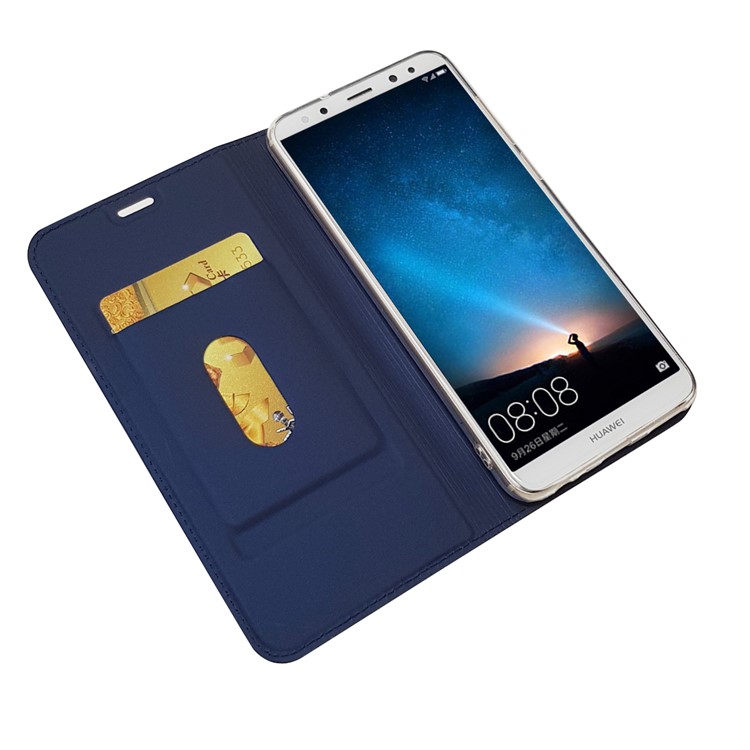 Auto-absorbed Stand Leather Case Accessory for Huawei Mate 10 Lite/nova 2i/Maimang 6/Honor 9i (India) - Dark Blue-6