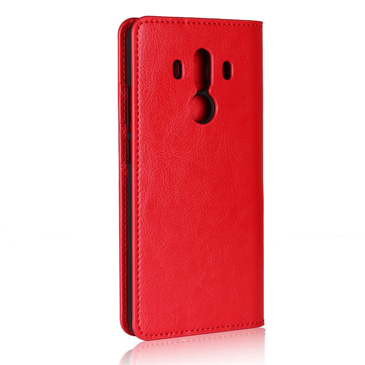 Crazy Horse Genuine Leather Wallet Cover for Huawei Mate 10 Pro - Red-3