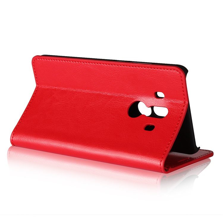 Crazy Horse Genuine Leather Wallet Cover for Huawei Mate 10 Pro - Red-4