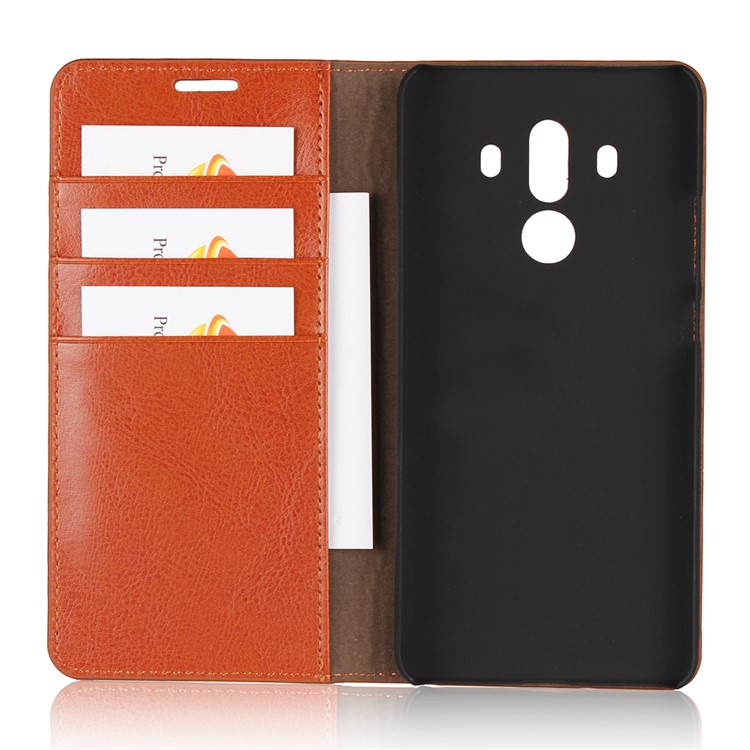 Crazy Horse Genuine Leather Wallet Shell Case for Huawei Mate 10 Pro - Brown-5