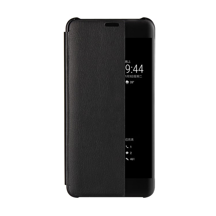 View Window PU Leather Flip Cover for Huawei Mate 10 Pro - Black-2