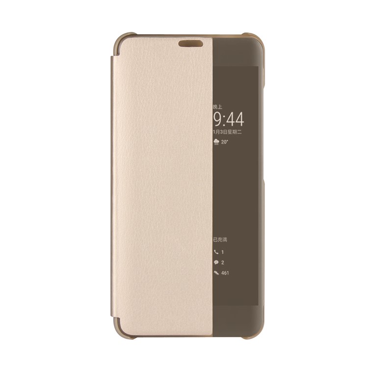 View Window PU Leather Flip Shell for Huawei Mate 10 Pro - Gold-2