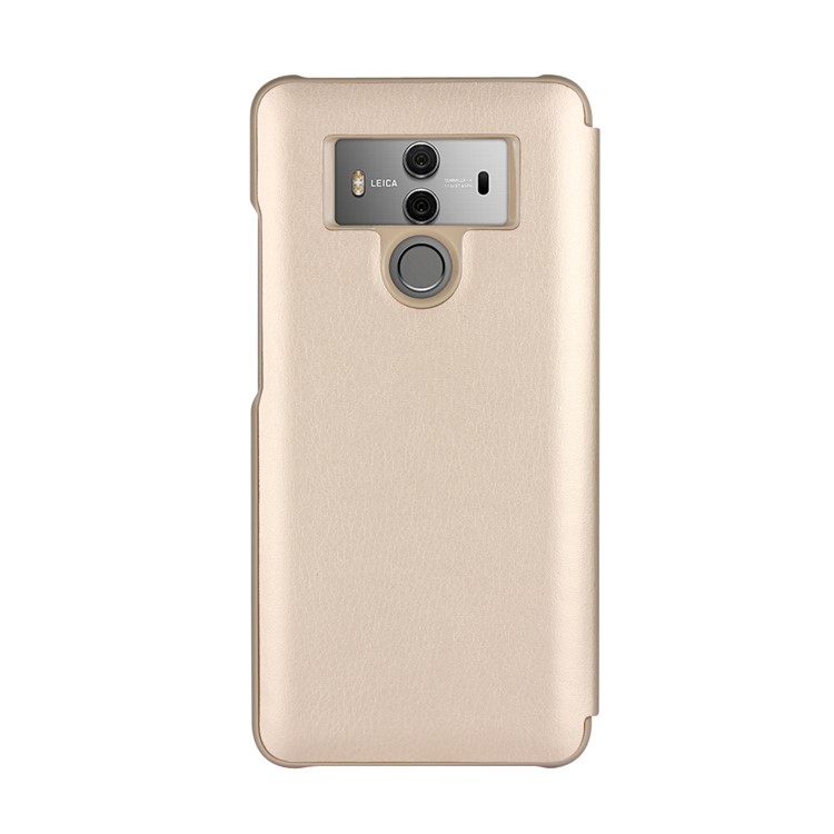 View Window PU Leather Flip Shell for Huawei Mate 10 Pro - Gold-3