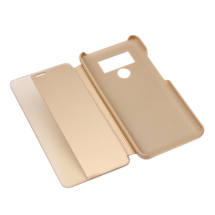 View Window PU Leather Flip Shell for Huawei Mate 10 Pro - Gold-4