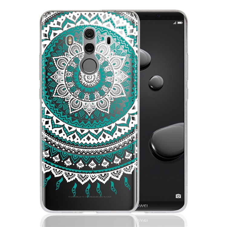 Mandala Flower TPU + PC Combo Protection Case for Huawei Mate 10 Pro - Cyan-1