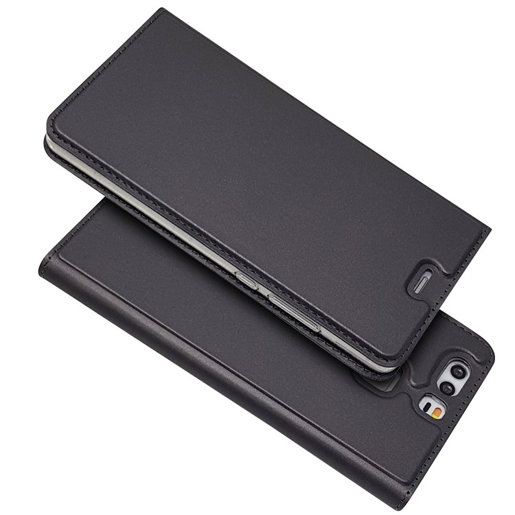 For Huawei P9 Magnetic Attraction Card Holder PU Leather Stand Case - Black-2