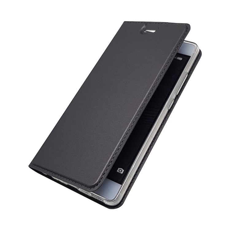 For Huawei P9 Magnetic Attraction Card Holder PU Leather Stand Case - Black-9