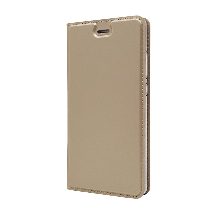 For Huawei P9 Magnetic Attraction Card Holder PU Leather Stand Flip Case - Gold-10