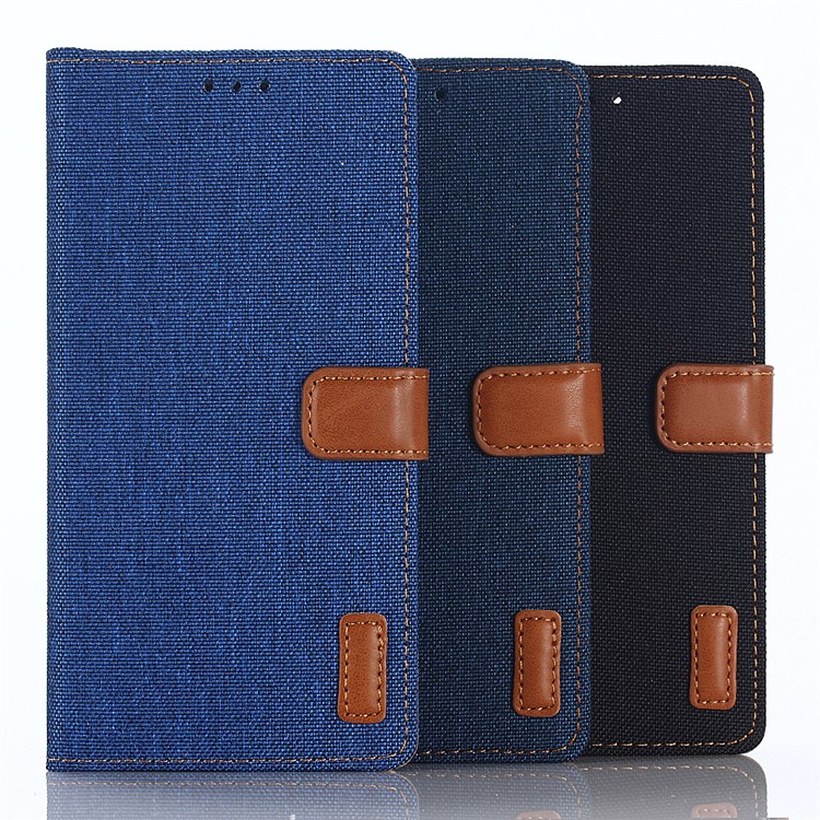 Jeans Cloth Leather Wallet Case for Huawei P Smart / Enjoy 7S - Dark Blue-10