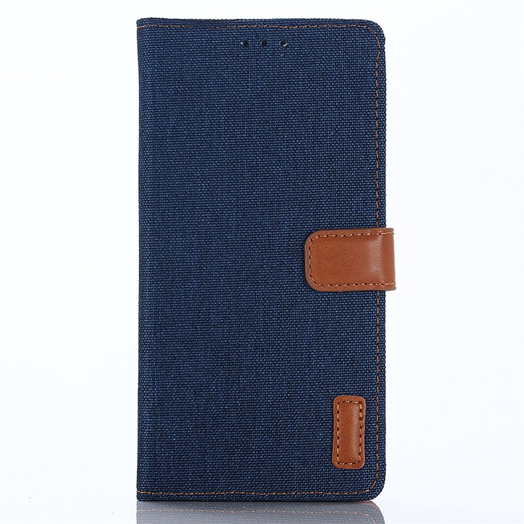 Jeans Cloth Leather Wallet Case for Huawei P Smart / Enjoy 7S - Dark Blue-2