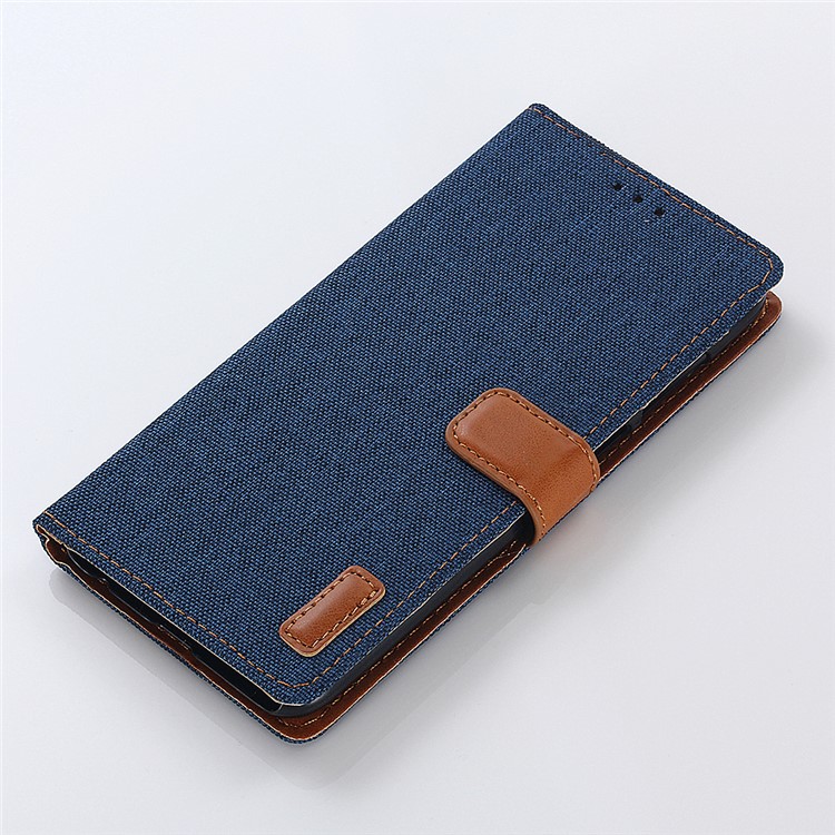 Jeans Cloth Leather Wallet Case for Huawei P Smart / Enjoy 7S - Dark Blue-5