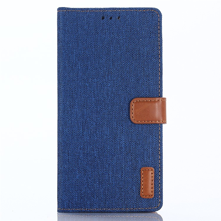 Jeans Cloth Leather Wallet Cover for Huawei P Smart / Enjoy 7S - Baby Blue-1