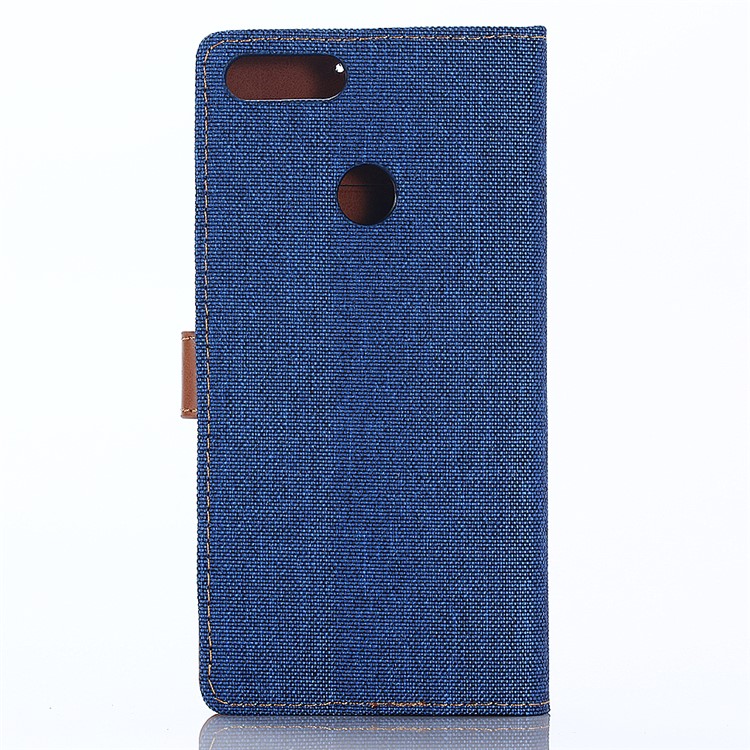 Jeans Cloth Leather Wallet Cover for Huawei P Smart / Enjoy 7S - Baby Blue-2