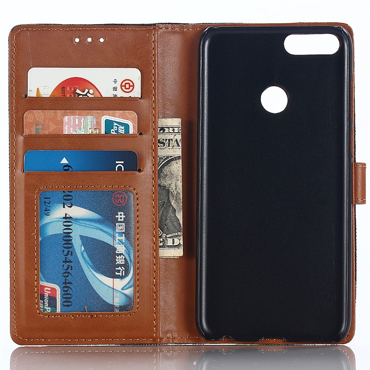 Jeans Cloth Leather Wallet Case Phone Shell for Huawei P Smart / Enjoy 7S - Black-5