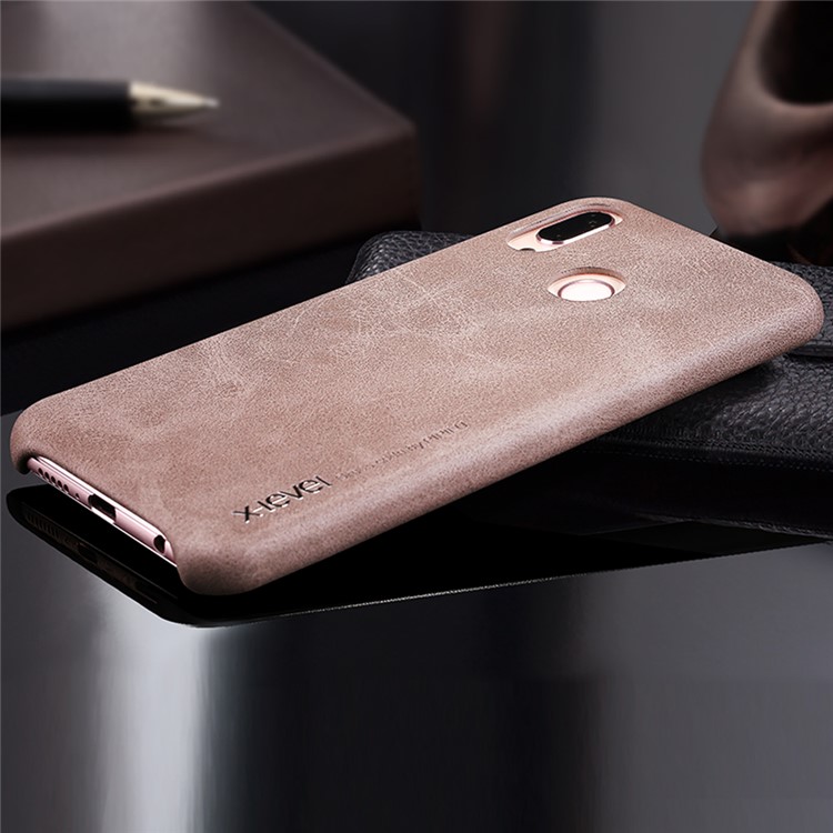 X-LEVEL Vintage Leather Coated PC Mobile Cover for Huawei P20 Lite / Nova 3e - Brown-2