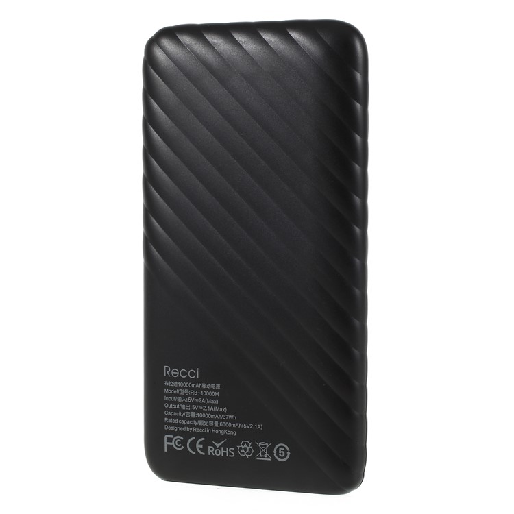 RECCI RB-10000M Bruno Series 10000mAh Portable Power Bank for iPhone Samsung Huawei Etc. - Black-2