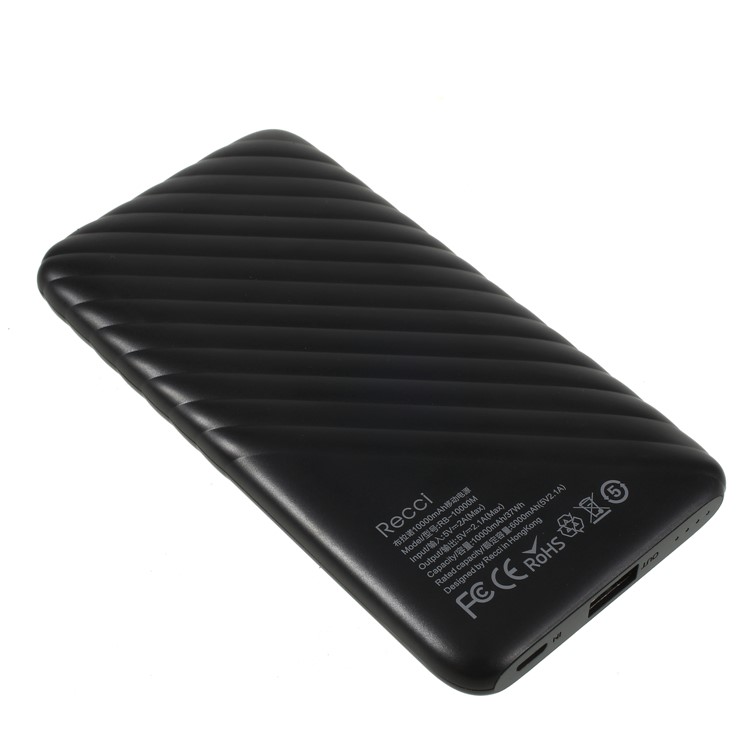 RECCI RB-10000M Bruno Series 10000mAh Portable Power Bank for iPhone Samsung Huawei Etc. - Black-4