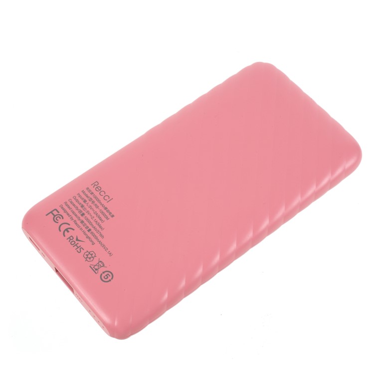 RECCI RB-10000M Bruno Series Portable 10000mAh Power Bank for iPhone Samsung Huawei Etc. - Pink-5