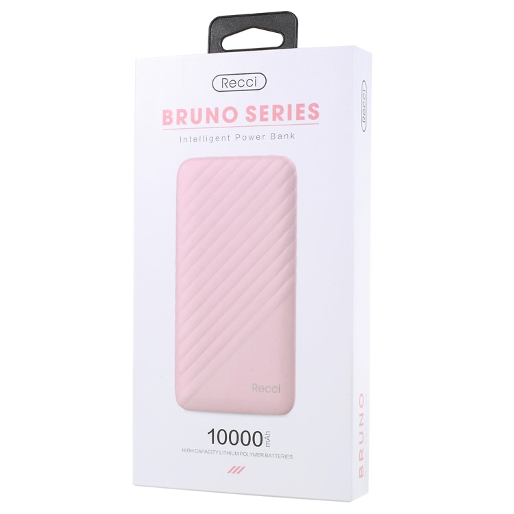 RECCI RB-10000M Bruno Series Portable 10000mAh Power Bank for iPhone Samsung Huawei Etc. - Pink-9
