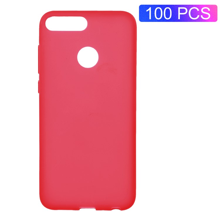 100Pcs Double-sided Matte TPU Cover for Huawei P Smart/Enjoy 7S - Red-1