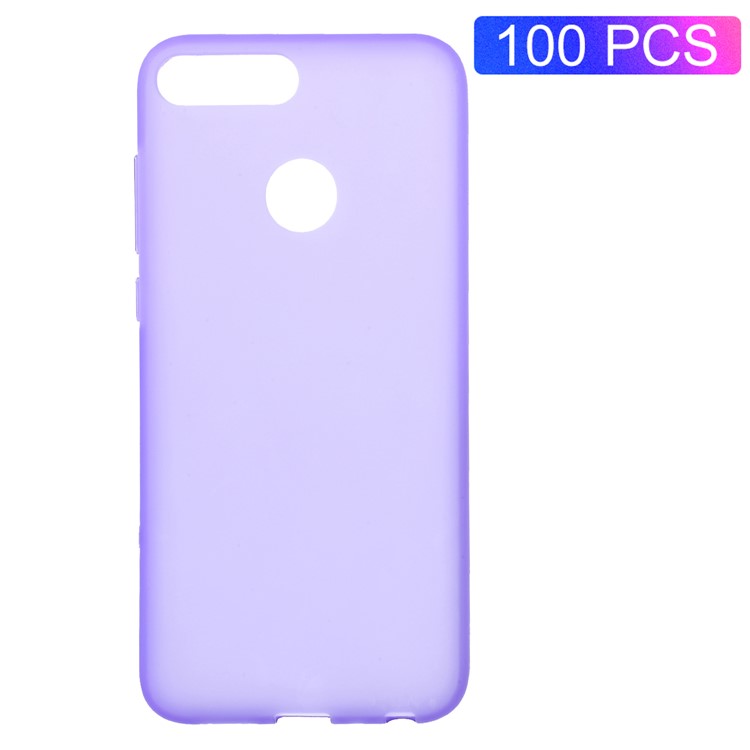 100Pcs Double-sided Matte TPU Mobile Phone Case for Huawei P Smart/Enjoy 7S - Purple-1