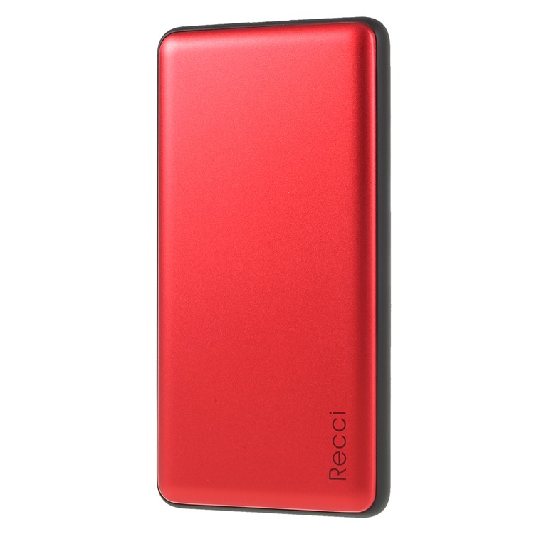 RECCI RL-10000W Lustre Series Portable 10000mAh Power Bank Wireless Charger for iPhone Samsung etc. - Red-1